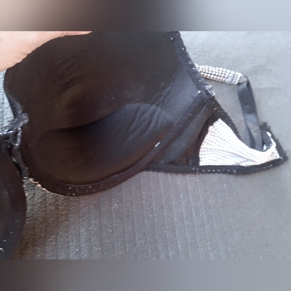 Houndstooth and lace padded bra, 36D - Picture 3 of 4